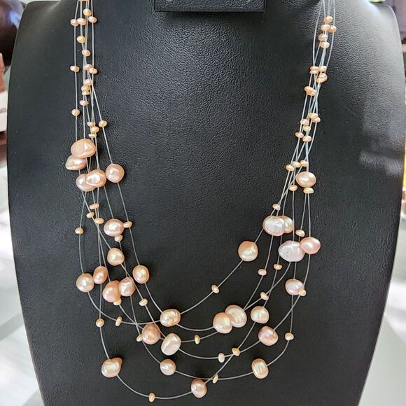 Pink Pearl Strand Necklace 9" - Picture 1 of 5